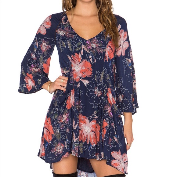 Free People Eyes On You Printed Dress in Navy Combo - Picture 11 of 14